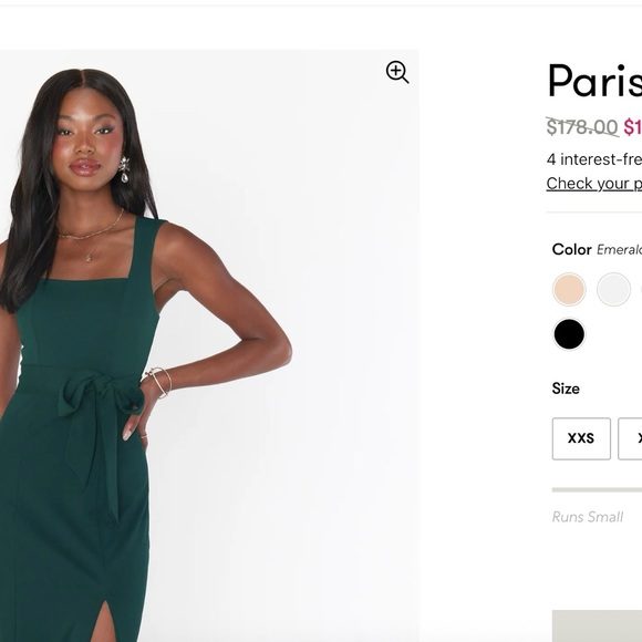 Show Me Your MuMu Emerald Green Satin Wedding Guest Dress with Thigh Slit - Picture 2 of 2